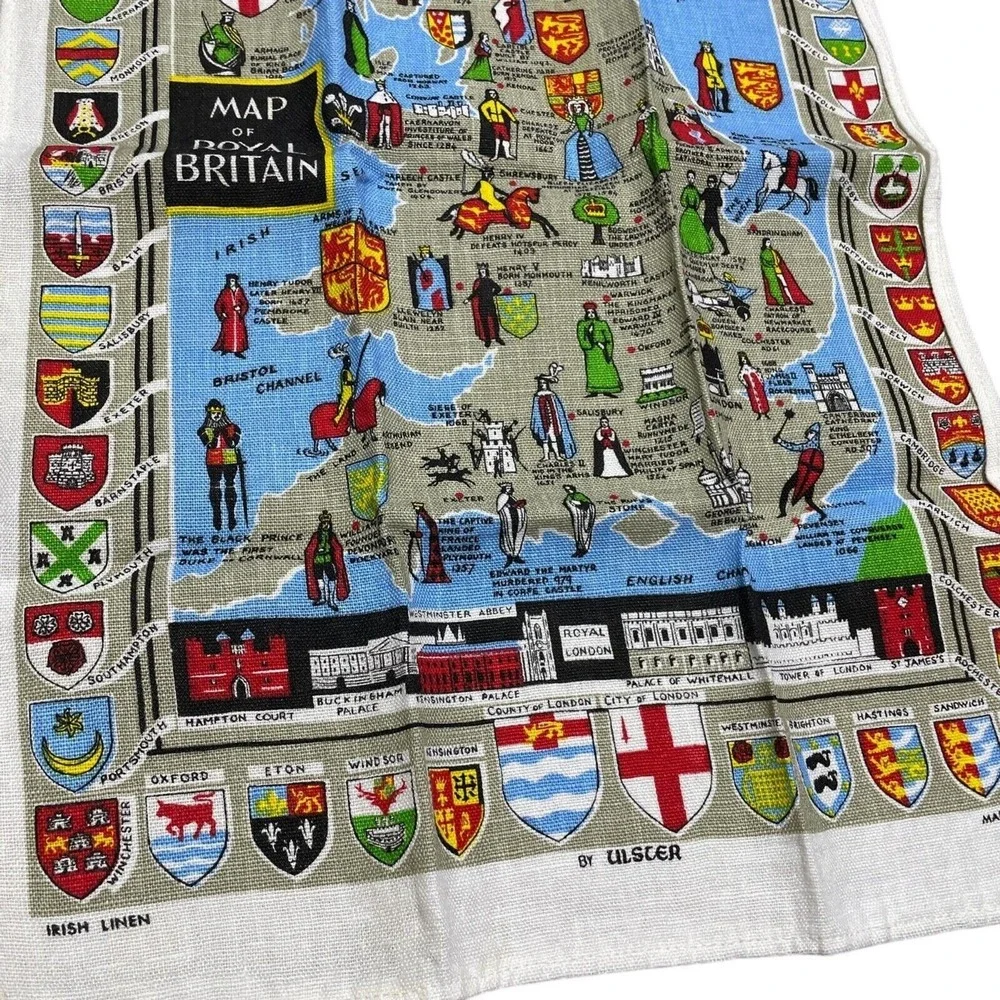 Map of Royal Brittan Ulster Weavers Towel Irish Linen  17 x 26